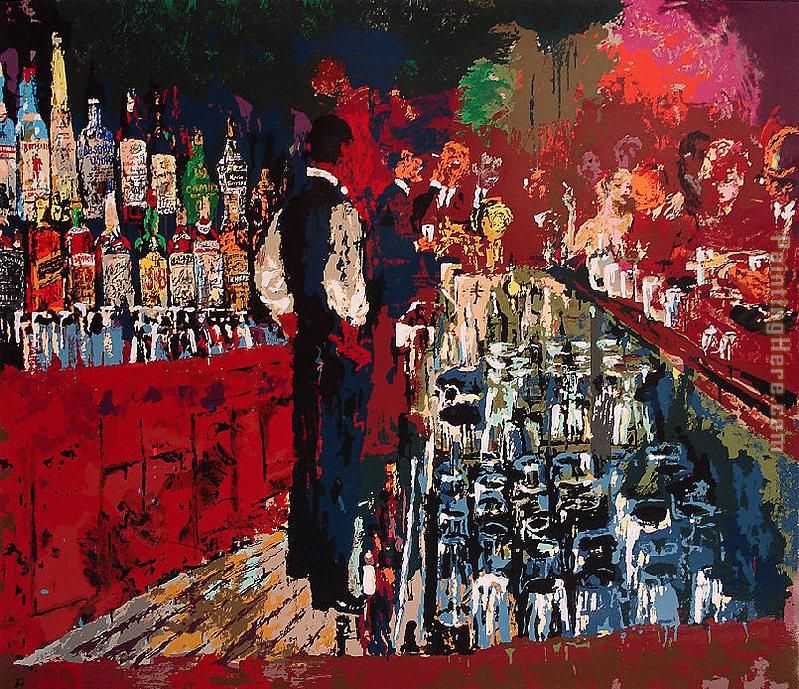 Chicago Key Club Bar painting - Leroy Neiman Chicago Key Club Bar art painting